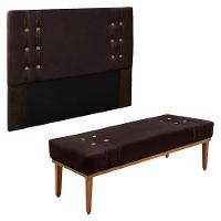 Kit Cabeceira Recamier Queen 1,60M Suede Marrom Café - 1