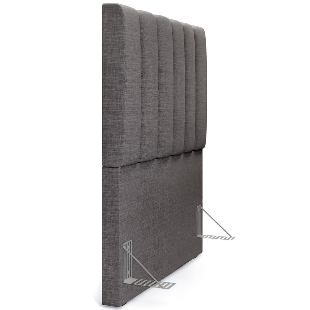 Kit Cabeceira Solteiro 100cm C/Calçadeira Baú Cinza Escuro - 3