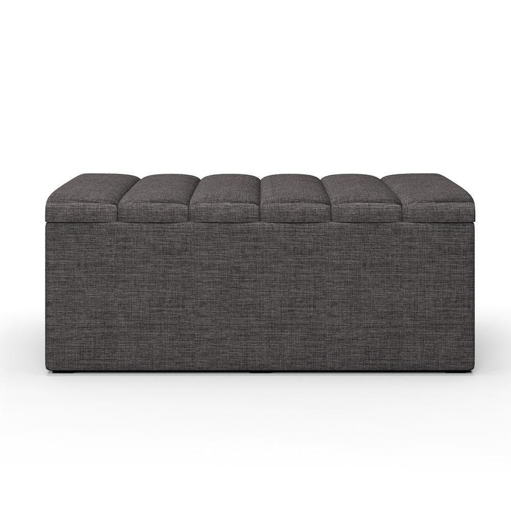 Kit Cabeceira Solteiro 100cm C/Calçadeira Baú Cinza Escuro - 4