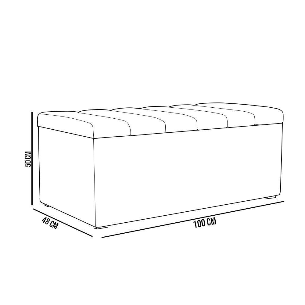 Kit Cabeceira Solteiro 100cm C/Calçadeira Baú Cinza Escuro - 6