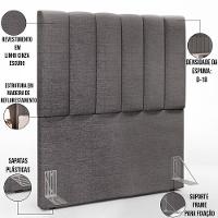 Kit Cabeceira Solteiro 100cm C/Calçadeira Baú Cinza Escuro - 9