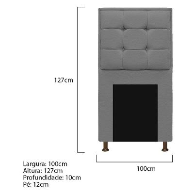 Cabeceira E Calçadeira 100 Cm Solteiro Corano Cinza