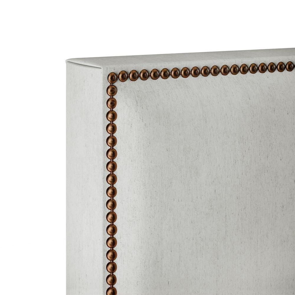 Cabeceira Cama Box Solteiro Com Tachas 100 Cm Linho Cinza - 4