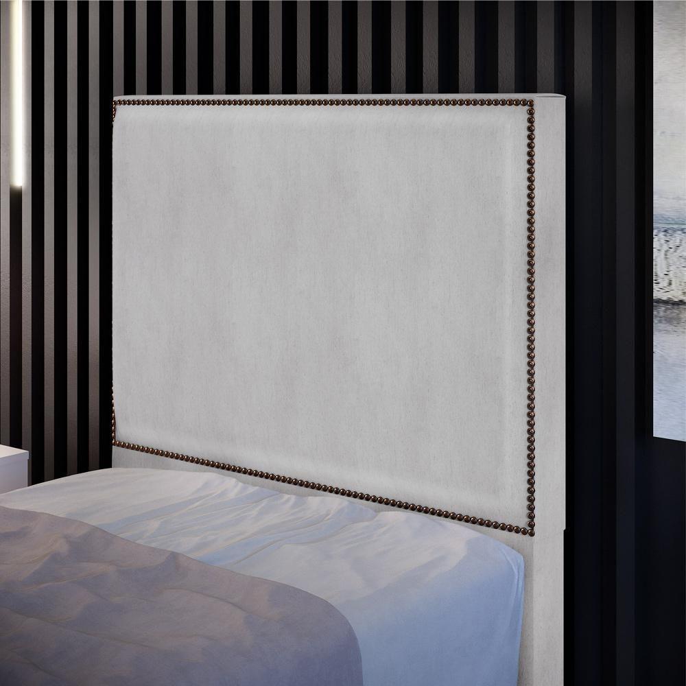 Cabeceira Cama Box Solteiro Com Tachas 100 Cm Linho Cinza - 8