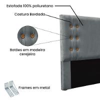 Kit Cabeceira Recamier Solteiro 0,90M Cinza Grafite - 8