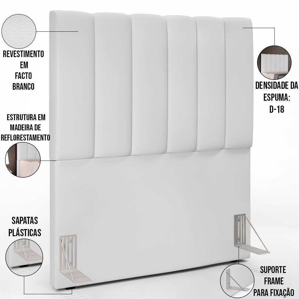 Cabeceira Cama Box Solteiro 100 Cm Dália W01 Facto Branco - 4
