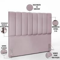 Kit Cabeceira Casal 140cm C/Calçadeira Recamier Baú Rosê - 9