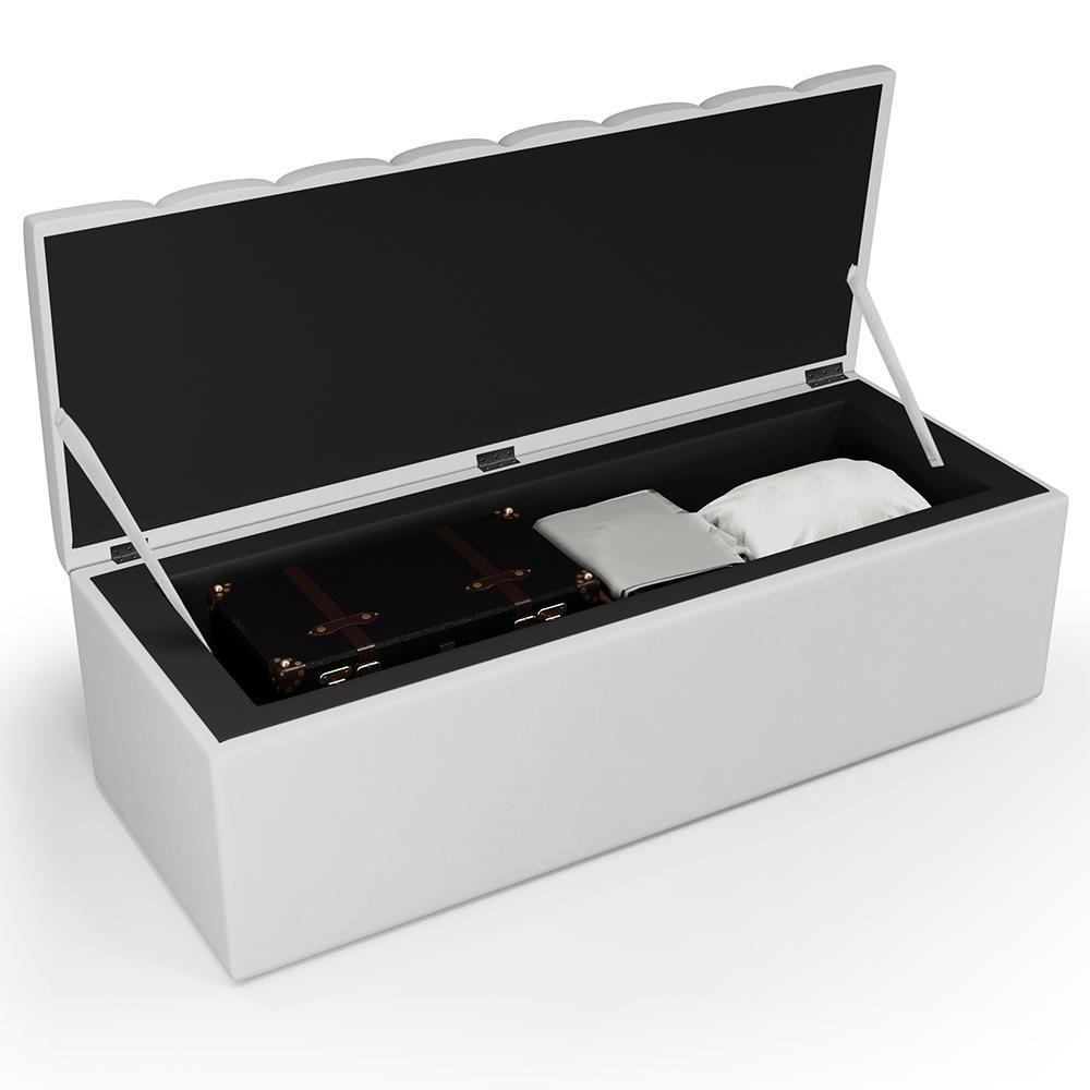 Kit Cabeceira Casal Queen 160cm Com Calçadeira Baú Branco - 10