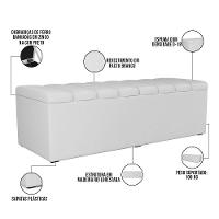 Kit Cabeceira Casal Queen 160cm Com Calçadeira Baú Branco - 8