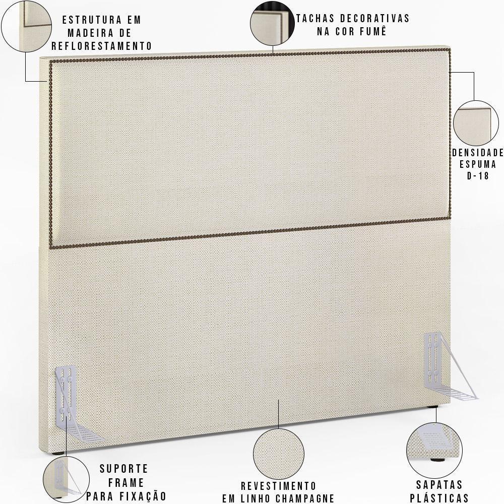 Cabeceira Box Casal King Tachas 195cm Vicenza L02 Champagne - 7