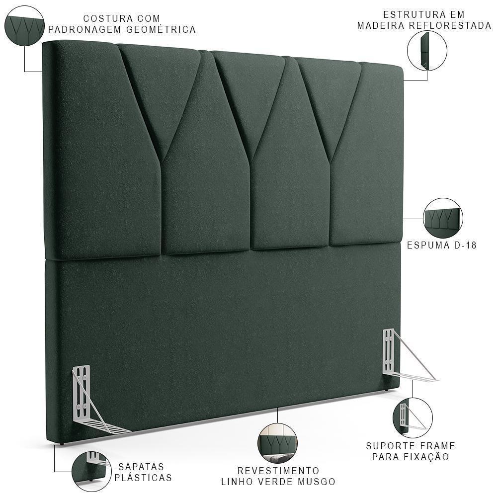 Cabeceira Cama Box Casal Queen 160cm Aurora W01 Verde Musgo - 5