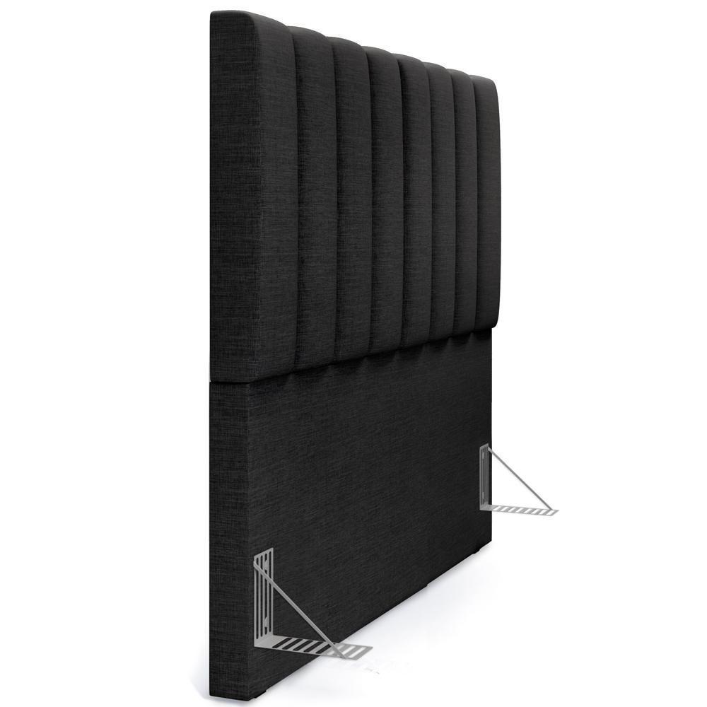 Kit Cabeceira Casal 140cm C/Calçadeira Recamier Baú Chumbo - 4