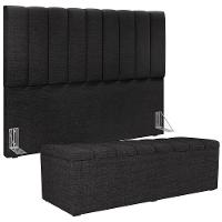 Kit Cabeceira Casal 140cm C/Calçadeira Recamier Baú Chumbo - 1