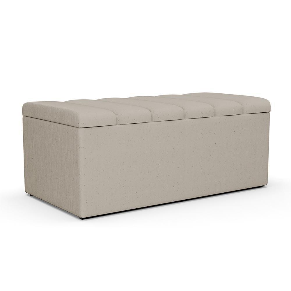 Kit Cabeceira Solteiro 100cm C/Calçadeira Recamier Baú Bege - 4