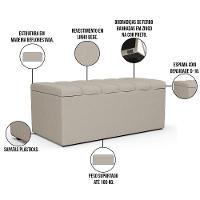 Kit Cabeceira Solteiro 100cm C/Calçadeira Recamier Baú Bege - 8