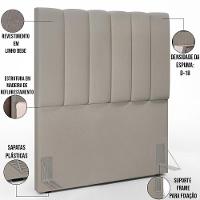 Kit Cabeceira Solteiro 100cm C/Calçadeira Recamier Baú Bege - 9