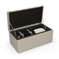 Kit Cabeceira Solteiro 100cm C/Calçadeira Recamier Baú Bege - 10