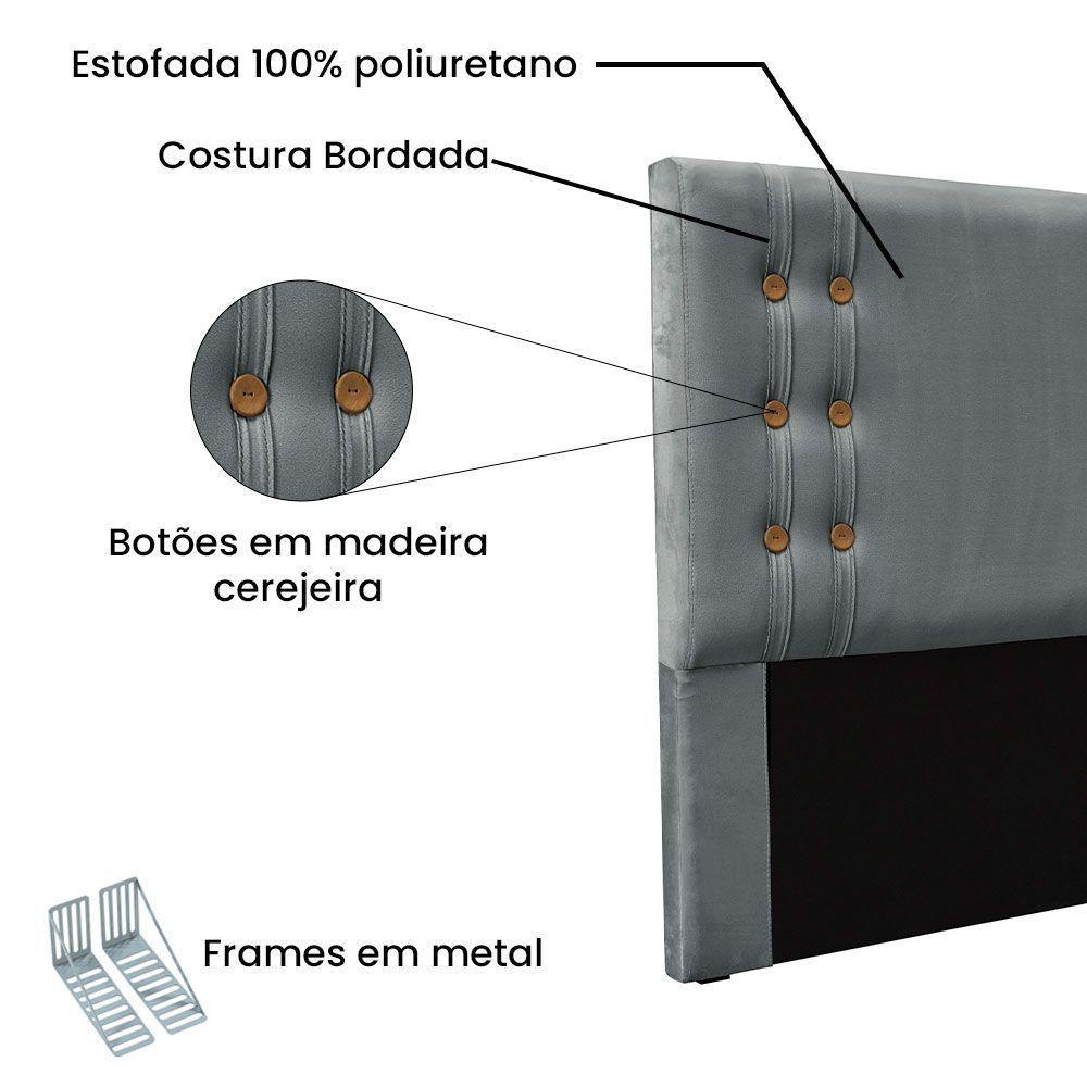 Kit Cabeceira Recamier Queen 1,60M Cinza Grafite - 5