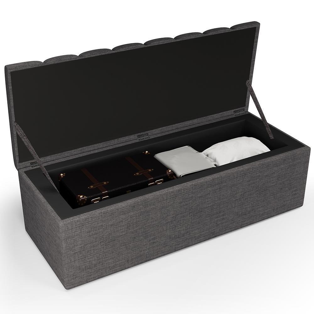 Kit Cabeceira Casal Queen 160cm Calçadeira Baú Cinza Escuro - 10