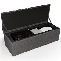 Kit Cabeceira Casal Queen 160cm Calçadeira Baú Cinza Escuro - 11