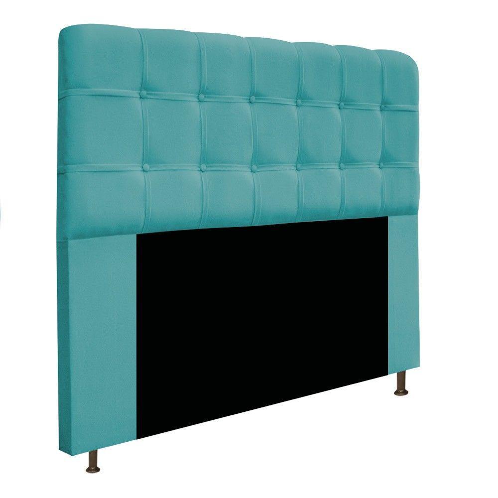 Cabeceira E Calçadeira 195 Cm King Size Com Capitonê Suede Azul Turquesa - 3