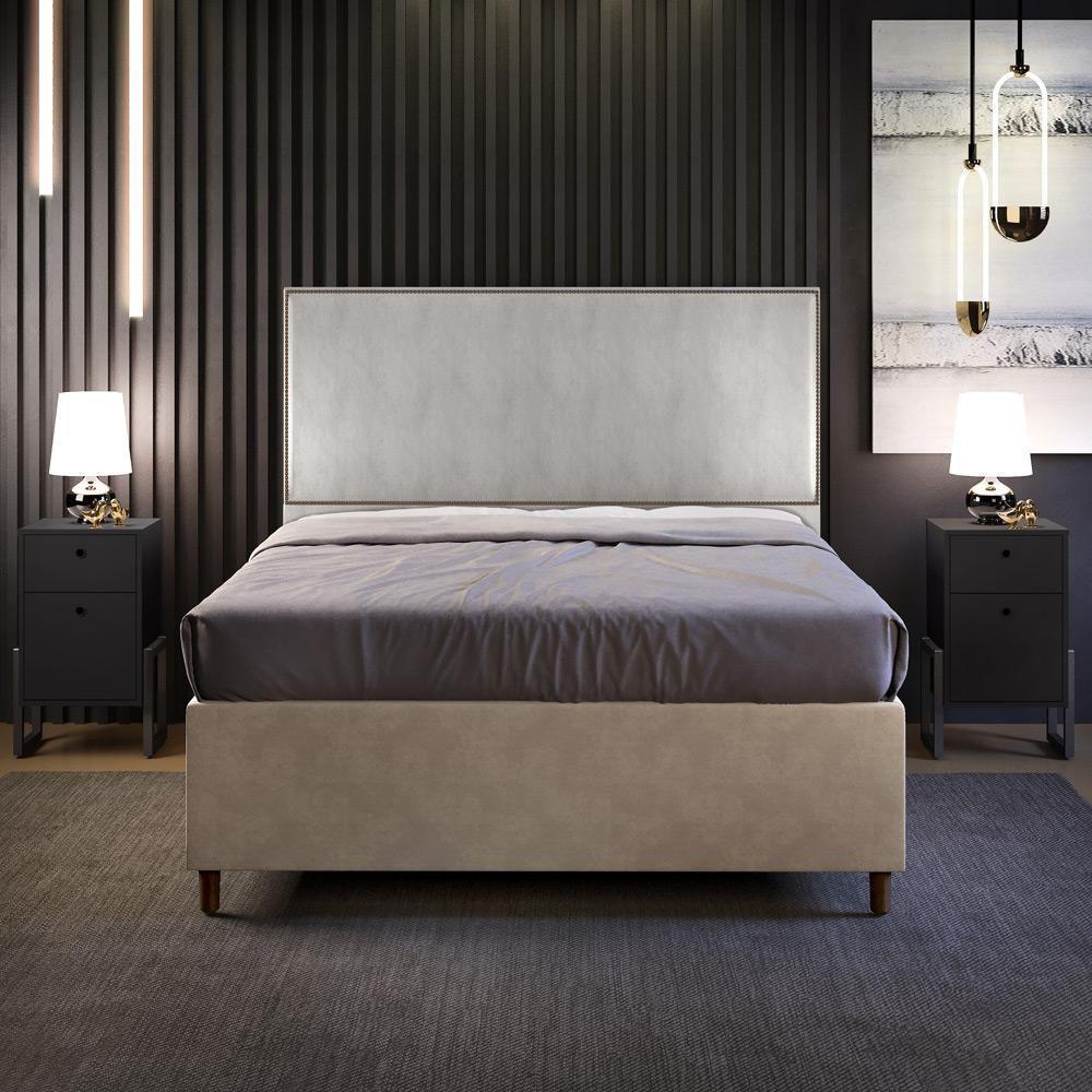 Cabeceira Cama Box Casal Com Tachas 140 Cm Linho Cinza - 7