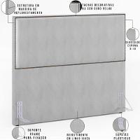 Cabeceira Cama Box Casal Com Tachas 140 Cm Linho Cinza - 6