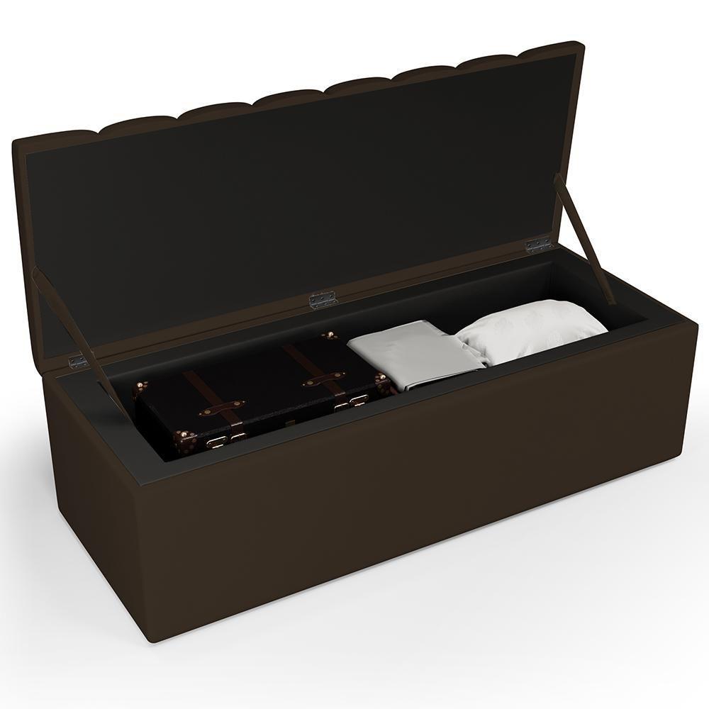 Kit Cabeceira Casal Queen 160cm C/Calçadeira Baú Marrom - 10