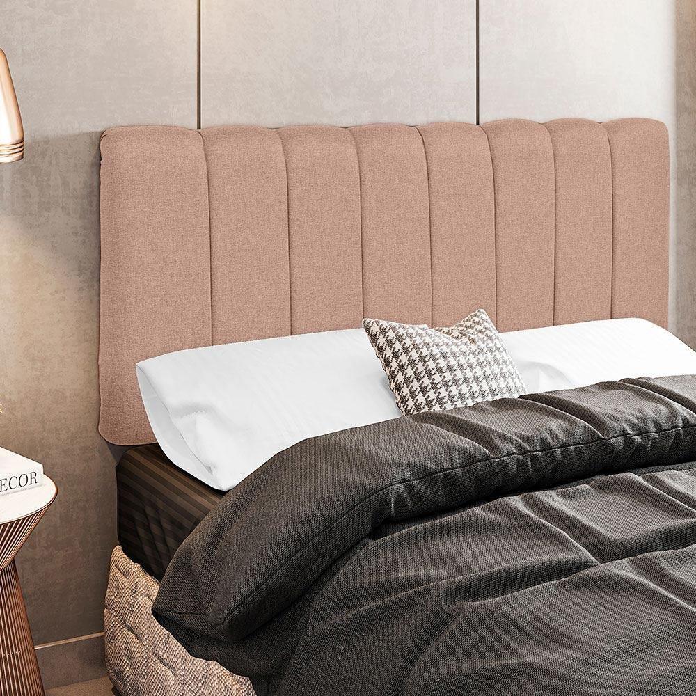 Cabeceira Cama Box Painel Solteiro 100 Cm Dubai Linho Rosê - 9
