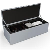 Kit Cabeceira Casal Queen 160cm C/Calçadeira Baú Cinza - 10