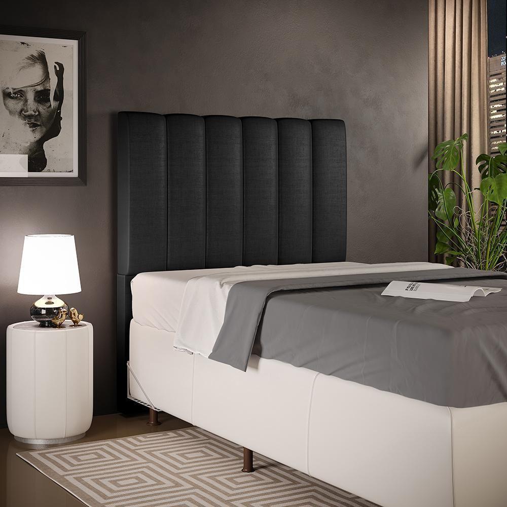 Cabeceira Cama Box Painel Solteiro 100 Cm Preto Metalizado - 6