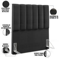 Cabeceira Cama Box Painel Solteiro 100 Cm Preto Metalizado