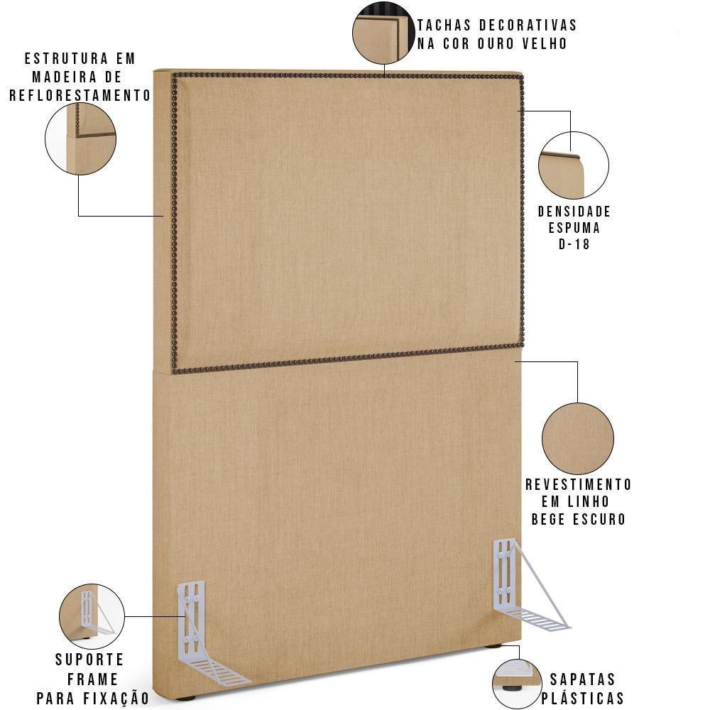 Cabeceira Cama Box Solteiro 100 Cm Linho Bege Escuro - 6