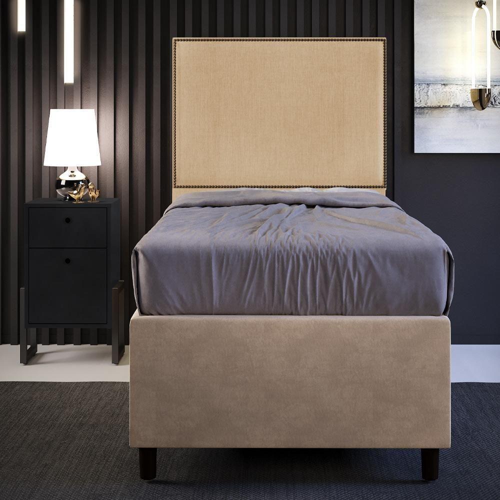 Cabeceira Cama Box Solteiro 100 Cm Linho Bege Escuro - 7