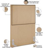 Cabeceira Cama Box Solteiro 100 Cm Linho Bege Escuro - 6