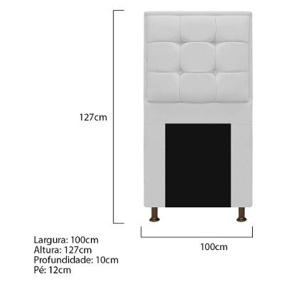Cabeceira E Calçadeira Copenhague 100 Cm Solteiro Suede Branco