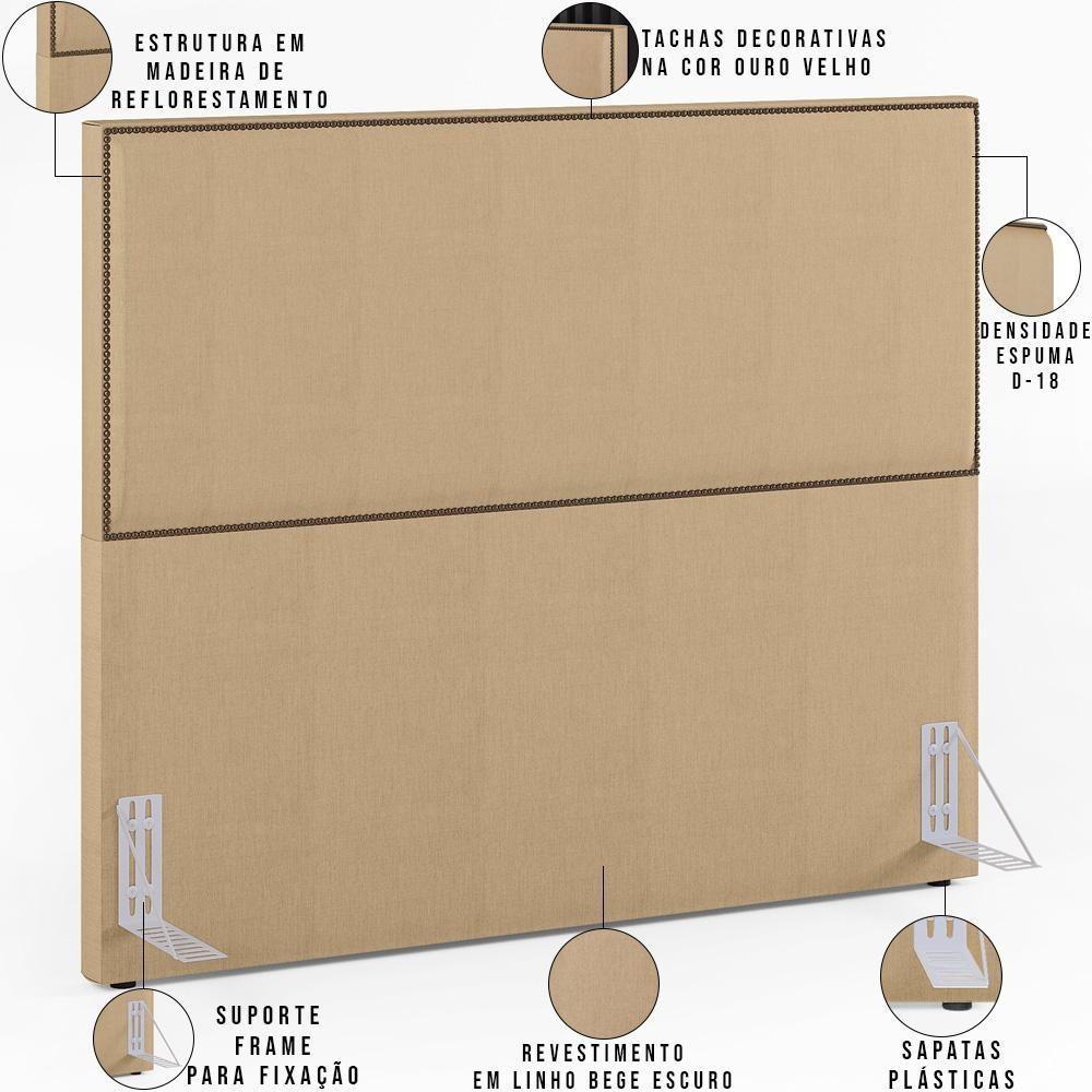 Cabeceira Cama Box Casal 160 Cm Linho Bege Escuro - 6