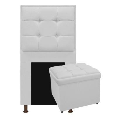 Cabeceira E Calçadeira 90 Cm Solteiro Suede Branco