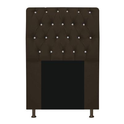 Cabeceira Estofada Lady Com Strass 90cm Queen Size Marrom