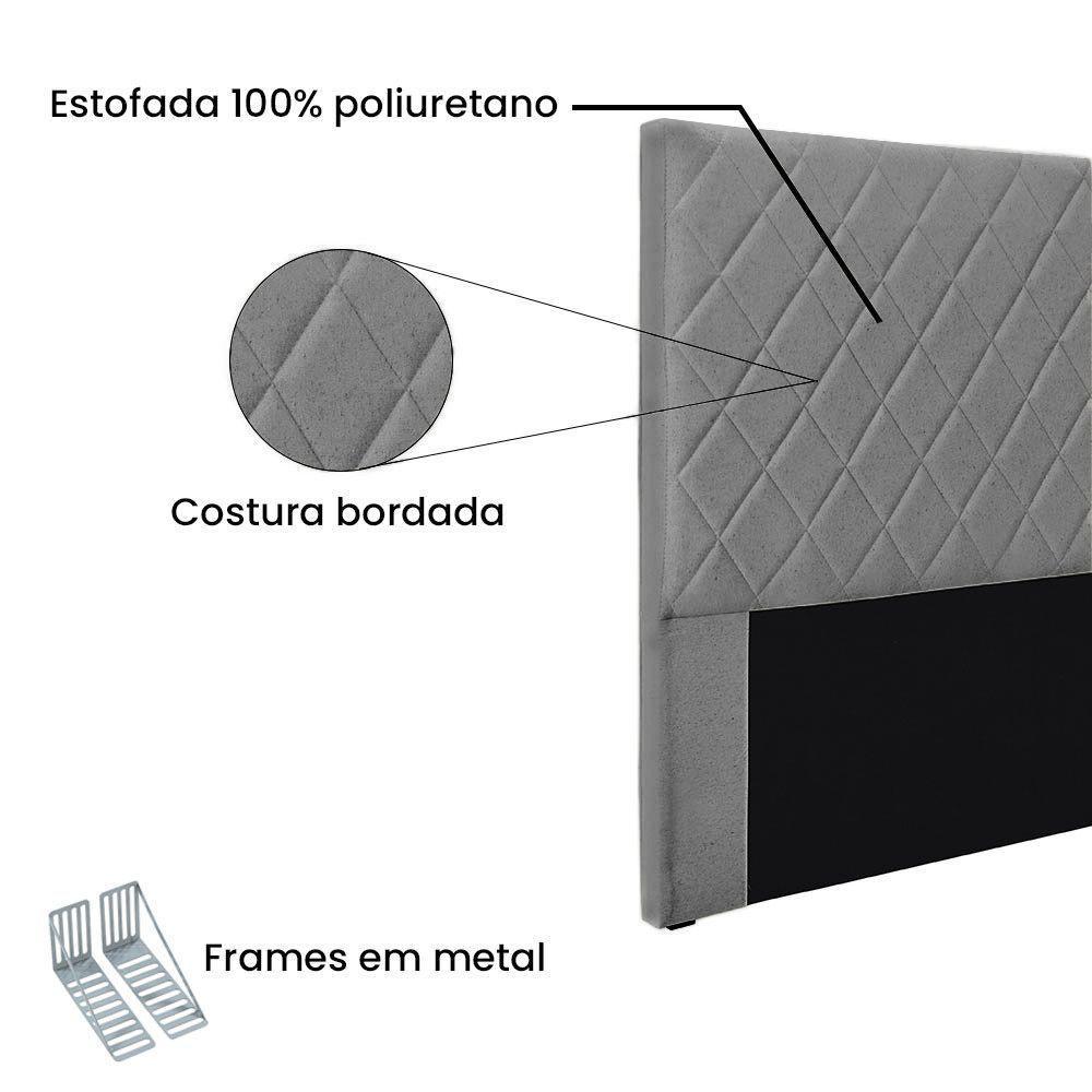 Cabeceira Queen 1,60M Esmeralda Linho Rústico Cinza Escuro - 3