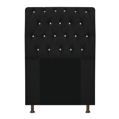 Cabeceira Estofada Lady Com Strass 90cm Queen Size Preto