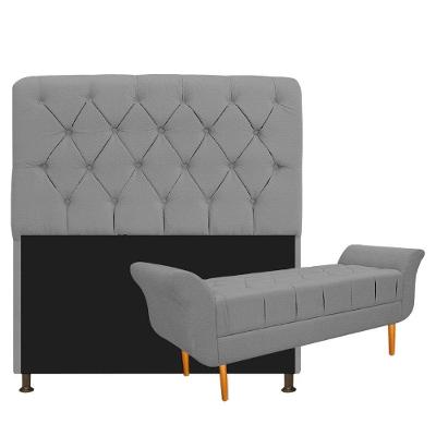 Cabeceira Lady e Recamier Ari 160 Cm Queen Size Corano Cinza