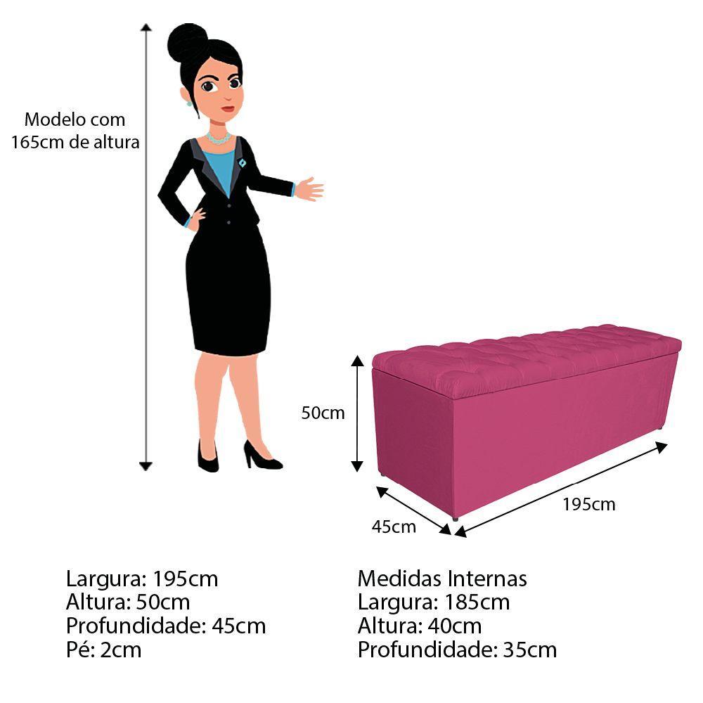 Kit Cabeceira e Calçadeira 195 Cm King Size Corano Pink - 4