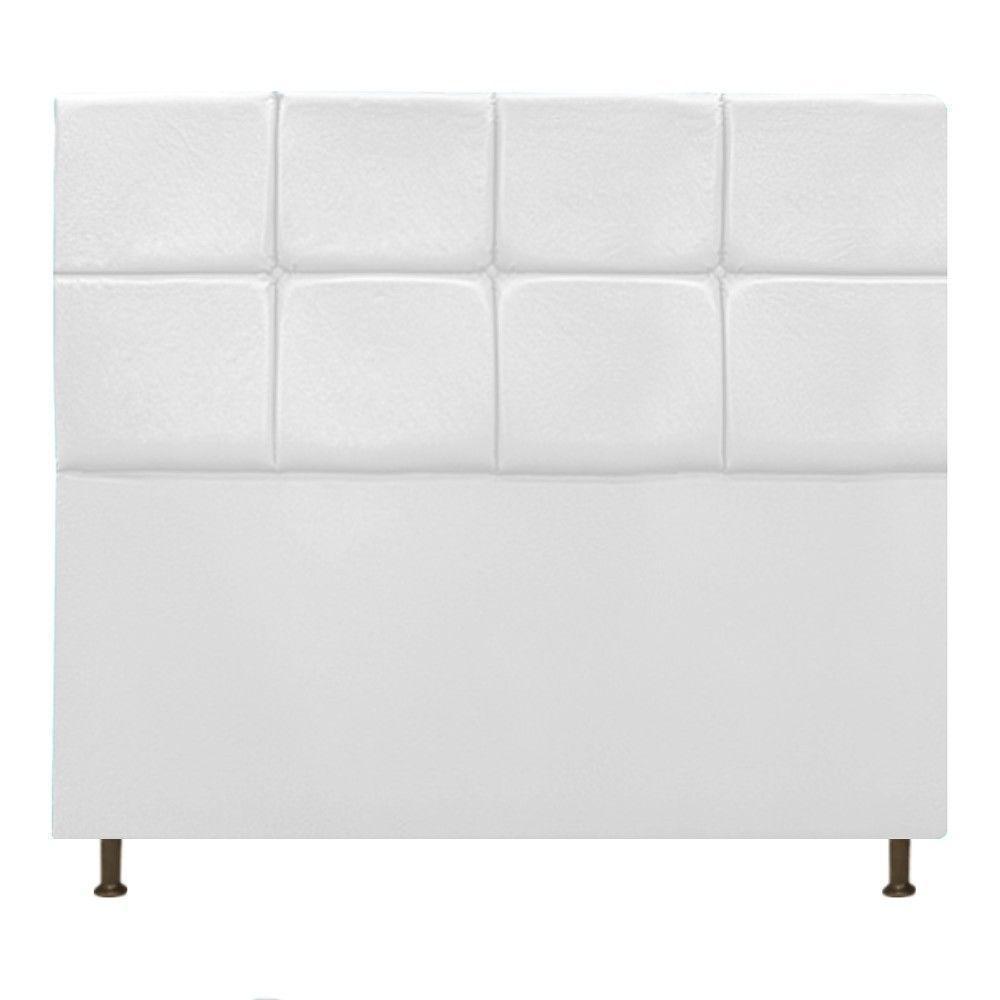 Cabeceira Estofada Damares 140 Cm Casal Com Botonê Branco - 1