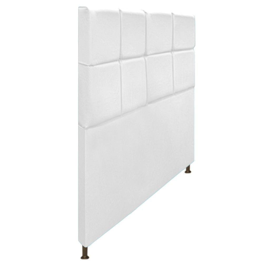 Cabeceira Estofada Damares 140 Cm Casal Com Botonê Branco - 3