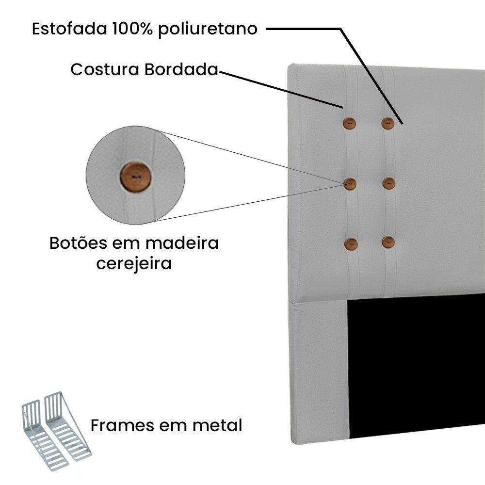 Cabeceira King 1,95M Genova Linho Rústico Cinza Claro - 2
