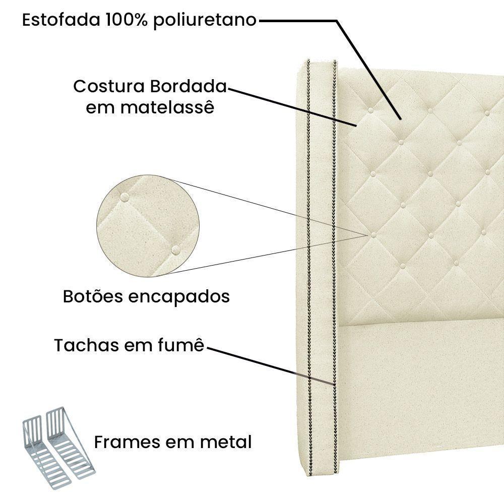 Cabeceira Casal 1,40M Vicenza Linho Rústico Pallazio Pérola - 2