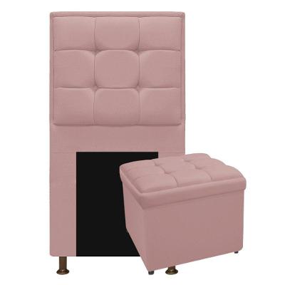 Cabeceira e Calçadeira Copenhague 100Cm Solteiro Suede Rosê