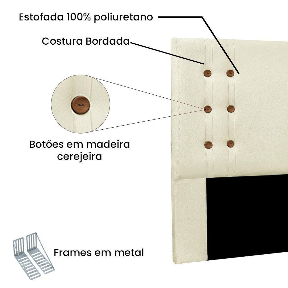 Cabeceira King 1,95M Genova Linho Rústico Pallazio Pérola - 2