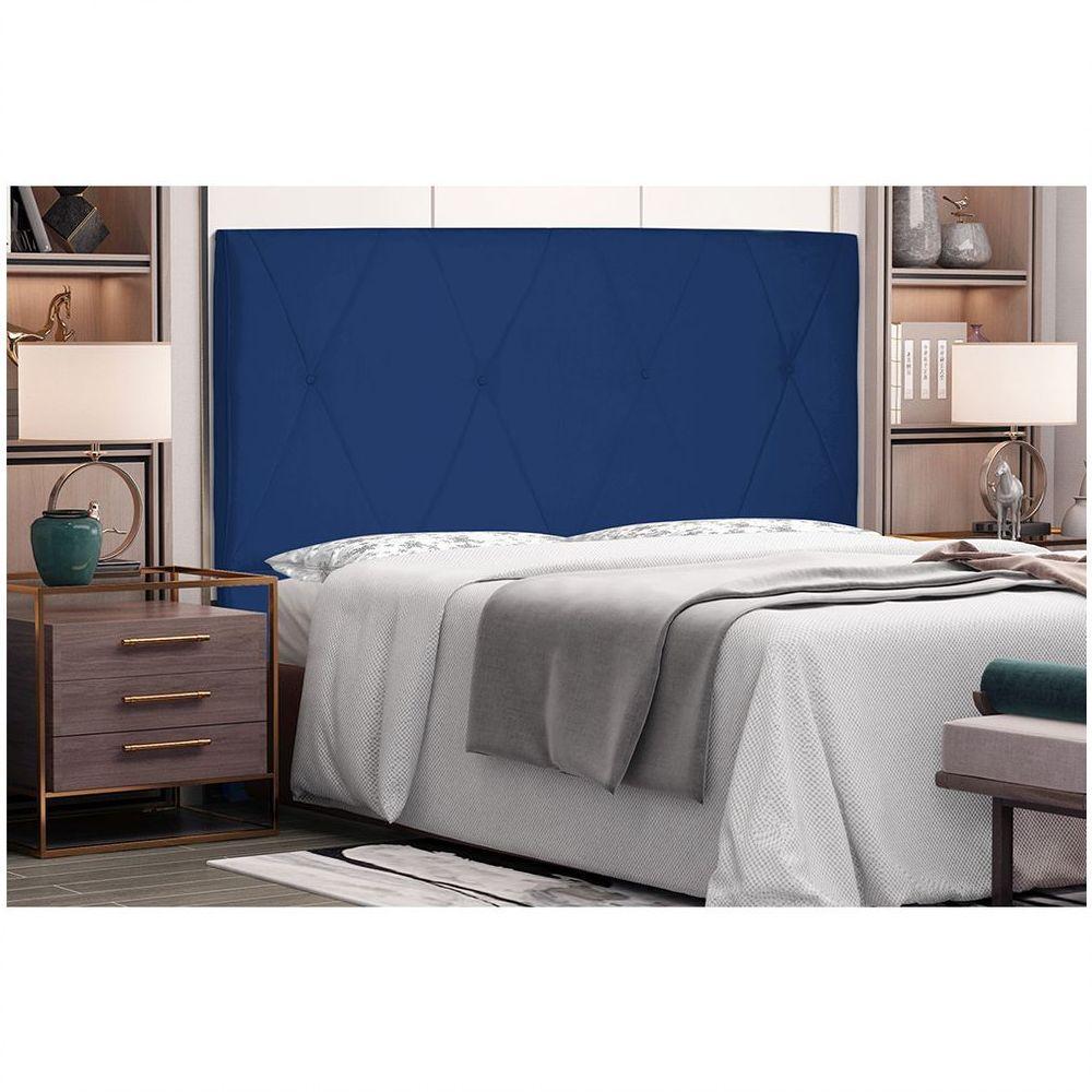 Cabeceira Aquilla Para Cama Box Solteiro 90 Cm Suede - D'rossi Cor Azul Marinho - 4